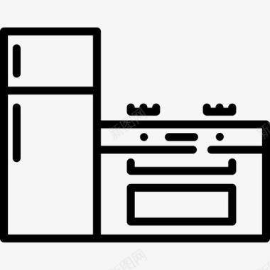 厨房室内6线性图标图标
