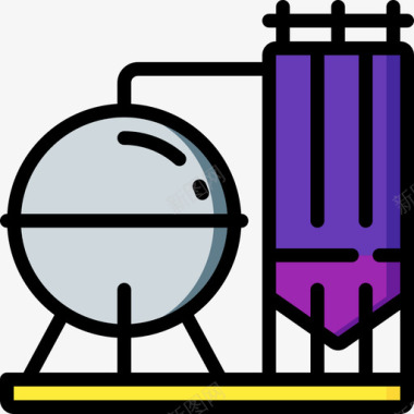 跑车工业设计筒仓工业40线性颜色图标图标