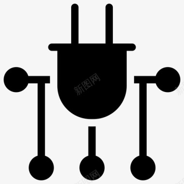接入交换机电源插头连接器分机图标图标