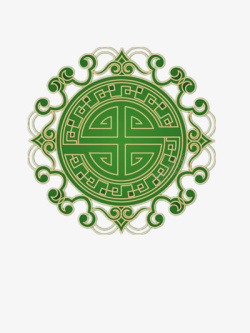 绿色中国风花纹素材