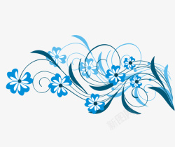 蓝色小花花纹素材