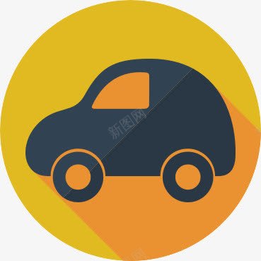 汽车下载橙黄色小汽车图标图标