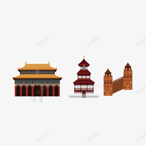 手绘古建筑png免抠素材_88icon https://88icon.com 中国风 宫廷风 宫殿