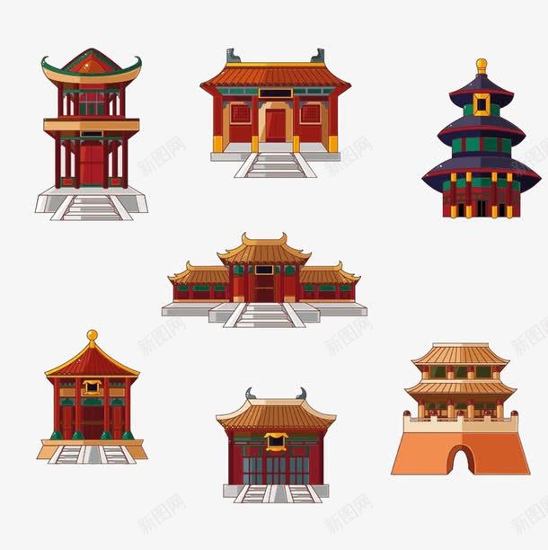 仿古建筑png免抠素材_88icon https://88icon.com 亭楼 仿古 手绘