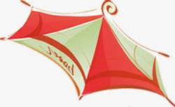 扁平手绘红色的遮阳伞素材