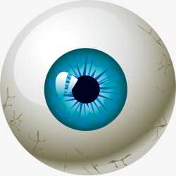 卡通立体眼球蓝色瞳孔元素矢量图素材