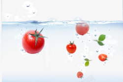 落入水中的水果水中的番茄高清图片