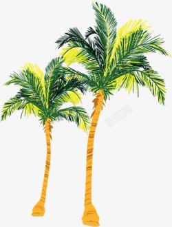 摄影手绘插画椰子树素材