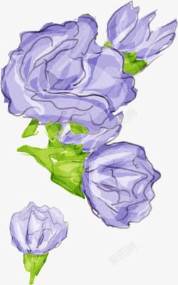 创意手绘水彩紫色的花朵素材