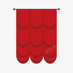 红色圆弧装饰窗帘卡通插画矢量图素材