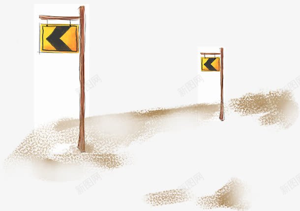 黄色可爱手绘路牌指示标png免抠素材_88icon https://88icon.com 可爱 指示 路牌 黄色