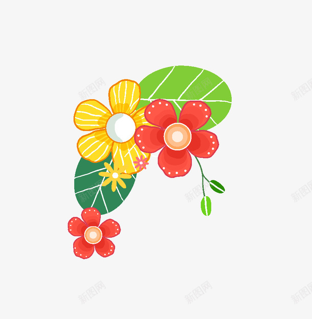 红色卡通花朵装饰图案png免抠素材_88icon https://88icon.com 免抠PNG 卡通 红色 花朵 装饰图案