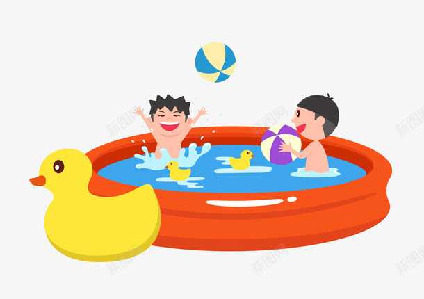 暑假儿童泳池玩耍卡通矢量图ai免抠素材_88icon https://88icon.com 儿童 暑假 泳池 玩耍 矢量图