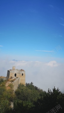 长城蓝天白云背景