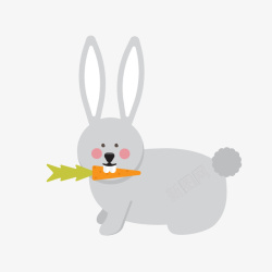 卡通动物兔子吃胡萝卜素材