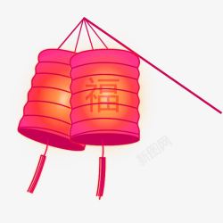 红色中国风灯笼装饰图案素材