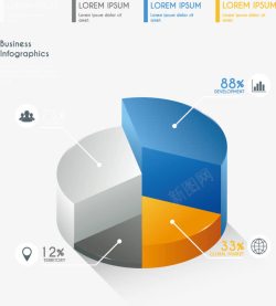 手绘饼状图立体素材