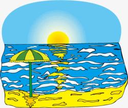海边太阳伞风景插画素材