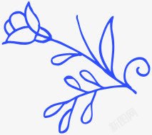 蓝色手绘卡通玫瑰花朵素材