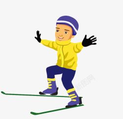 卡通男孩滑雪素材