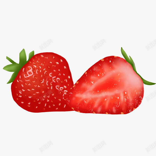 新鲜绿叶红草莓psd免抠素材_88icon https://88icon.com 切开草莓 新鲜草莓 甜草莓 红色草莓 绿叶草莓 草莓剖面