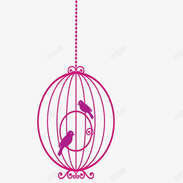 圆形笼子鸟被困紫色线条png免抠素材_88icon https://88icon.com 紫色 线条 被困 鸟