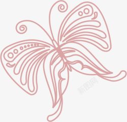 粉色蝴蝶手绘线条素材
