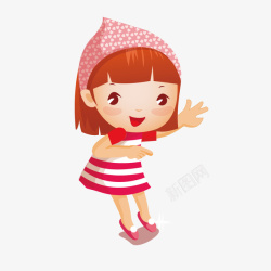 粉红色帽子的卡通小女孩矢量图素材
