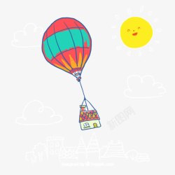 卡通热气球装饰图案太阳素材