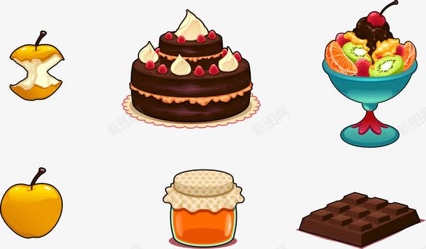 手绘甜品png免抠素材_88icon https://88icon.com 巧克力 手绘 水果沙拉 甜品 蛋糕
