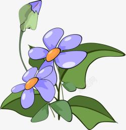手绘紫色花卉稿素材