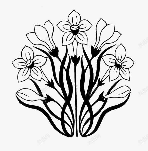 黑白装饰花png免抠素材_88icon https://88icon.com 填色练习 手绘图案 花朵 装饰 黑白