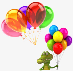 鳄鱼手拿气球矢量图素材