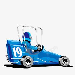 开蓝色汽车的赛车手矢量图素材
