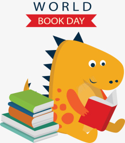 认真看书的小怪兽矢量图素材