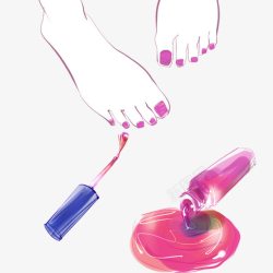 手绘紫色指甲油瓶素材