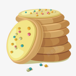 黄色圆饼质感零食矢量图素材