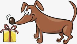 卡通礼物盒和棕色的小狗素材