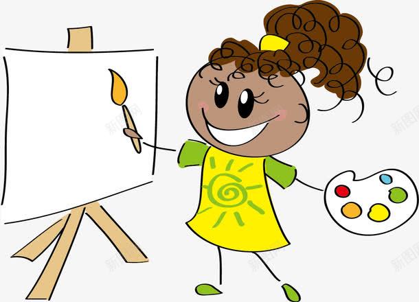画画的女孩png免抠素材_88icon https://88icon.com 人物 儿童 卡通 手绘