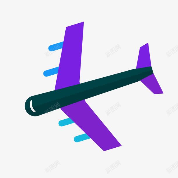 紫色卡通飞机png免抠素材_88icon https://88icon.com 儿童 形状 飞机