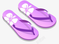 紫色花纹人字拖鞋素材