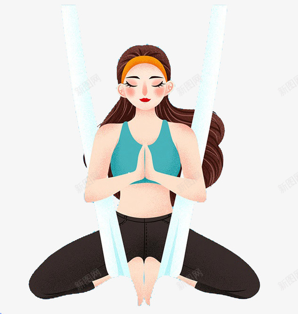 空中瑜伽卡通png免抠素材_88icon https://88icon.com 健身 卡通 女孩 瑜伽 空中