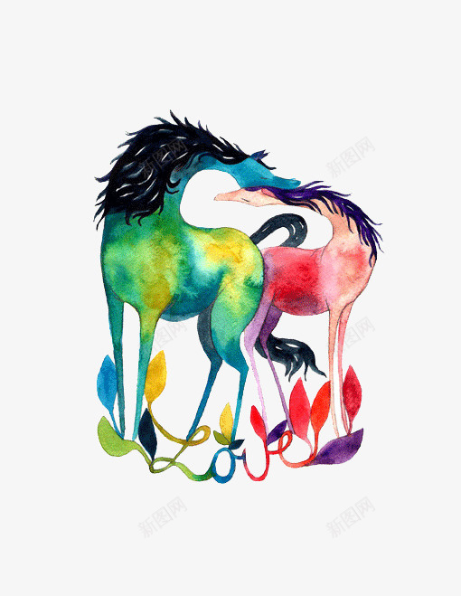 彩色手绘马png免抠素材_88icon https://88icon.com 创意 动物 彩绘 彩色 手绘 水彩 艺术 马