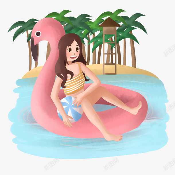 夏日手绘游泳女孩插画psd免抠素材_88icon https://88icon.com 夏日 手绘 插画 游泳女孩