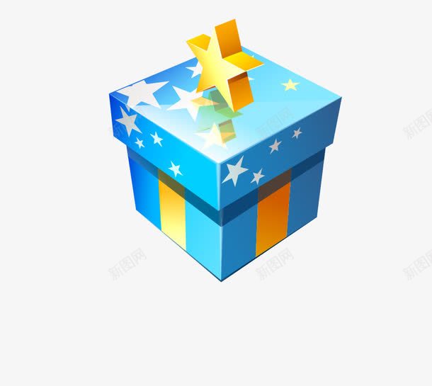蓝色礼物盒png免抠素材_88icon https://88icon.com 五角星 卡通 宝藏 礼物盒 蓝色 送礼