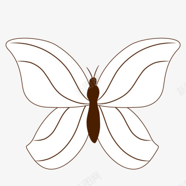 白色的线条蝴蝶图标图标