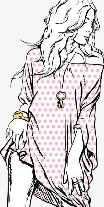 手绘美女装饰png免抠素材_88icon https://88icon.com 手绘 美女 装饰