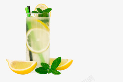 玻璃杯凉饮夏日柠檬爽口冰饮高清图片