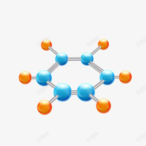 物理分子png免抠素材_88icon https://88icon.com 分子 矢量装饰 蓝色 装饰 装饰画 黄色