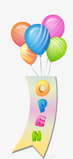 彩色气球open矢量图素材